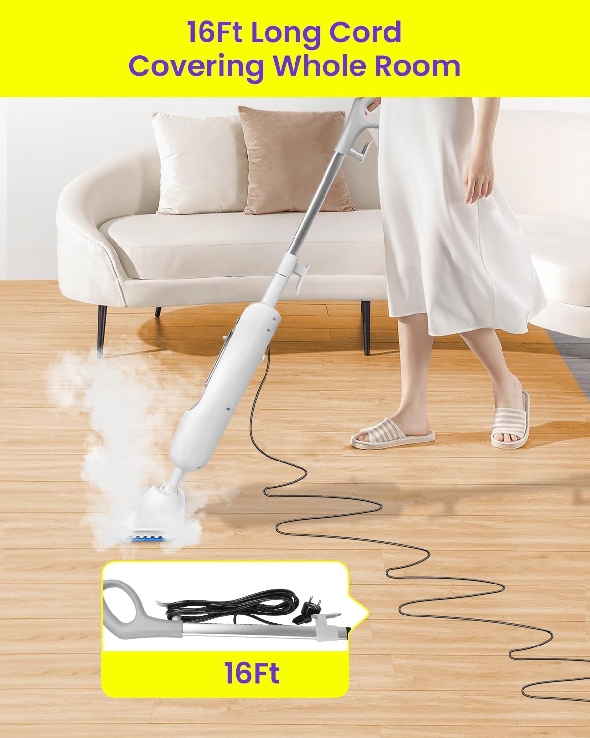 Steam Mop for Floor Cleaning, Effortless Ergonomic Design Floor Steamer for Hardwood and Tile