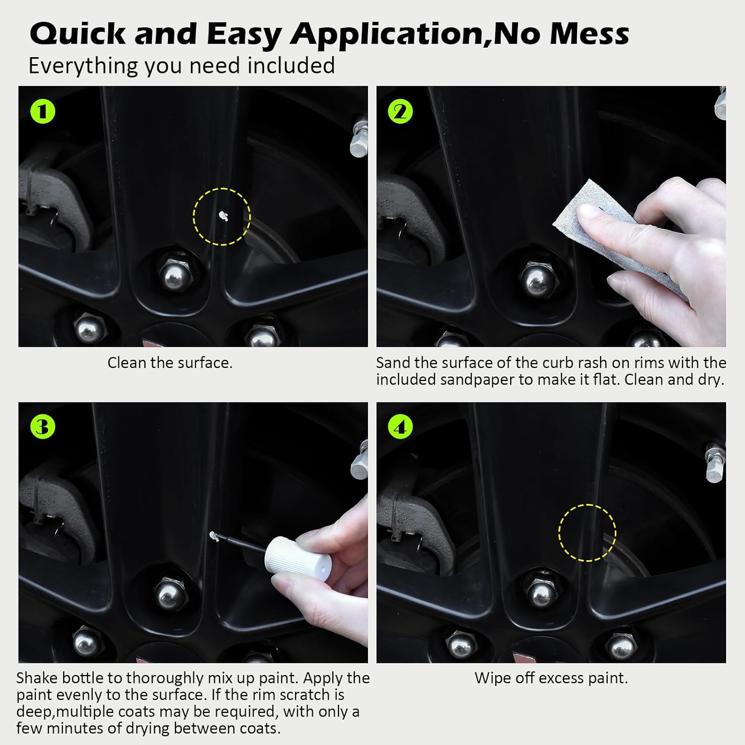FOLLOWIN Matte Black Rim Touch Up Paint for Cars,Car Wheel Rim Paint Repair Kit,Automotive Rim