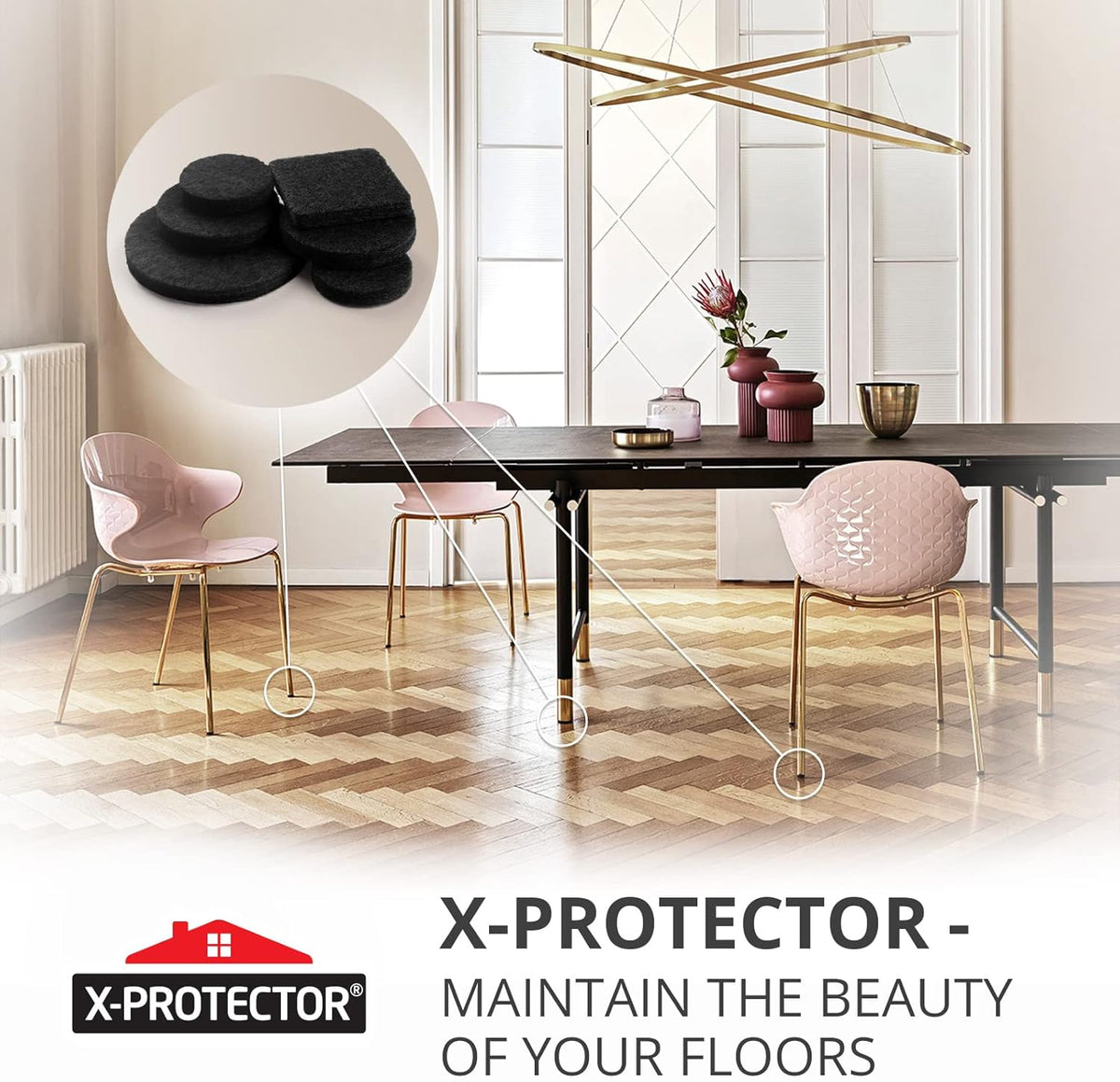 X-Protector 357 Pcs Black Felt Furniture Pads - Huge Quantity of Anti-Scratch, Heavy Duty Floor