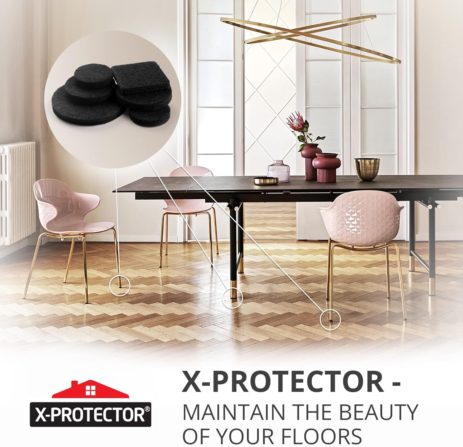 X-Protector 357 Pcs Black Felt Furniture Pads - Huge Quantity of Anti-Scratch, Heavy Duty Floor