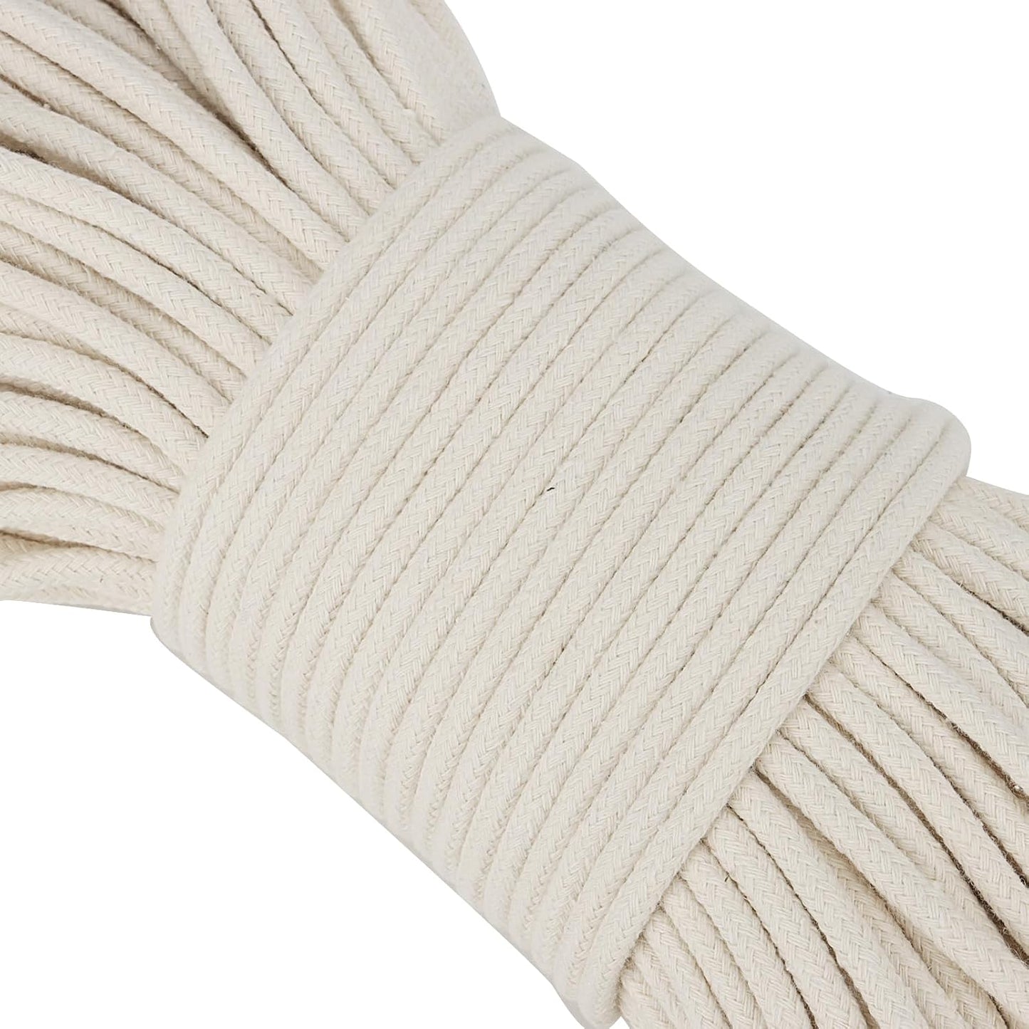 SOUJAP 5/32 Inch White Natural Cotton Clothesline Rope, 4mm x 328 Feet Cotton Sash Cord for Window