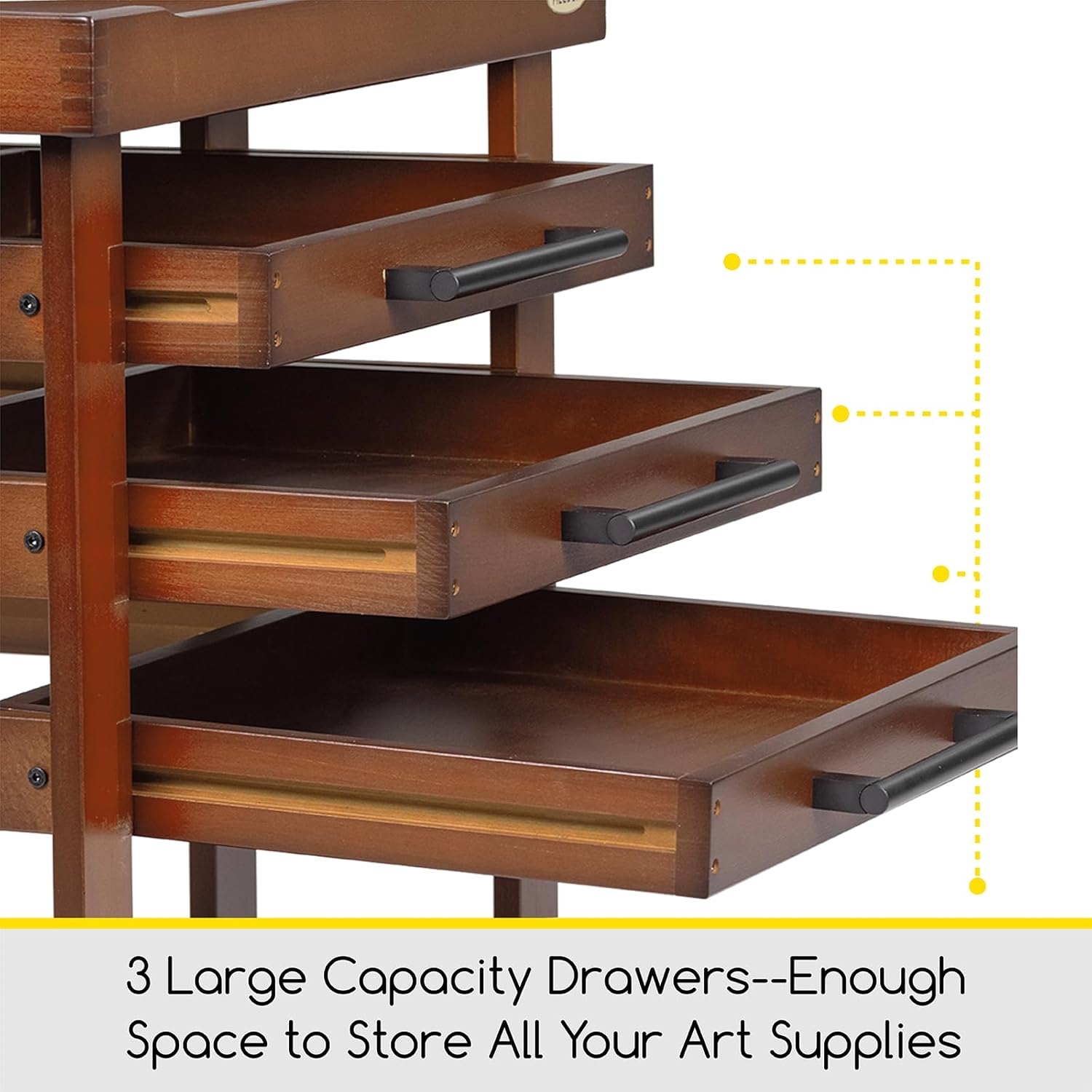 MEEDEN Art Supplies Storage Cart: 5-Tier Solid Beech Wood Utility Rolling Cart with 3 Drawers