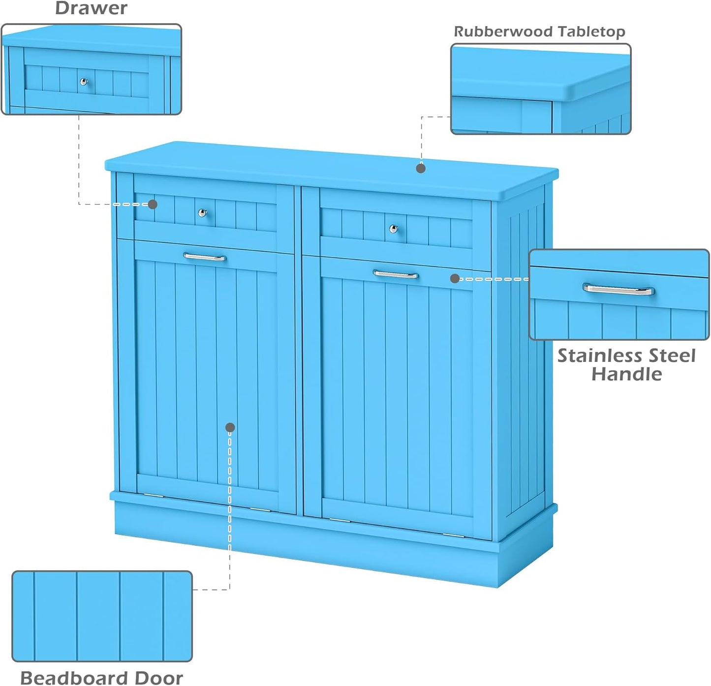 Betterhood Tilt Out Trash Cabinet 10 Gallon Wooden Free Standing Laundry Sorter Cabinet,Recycling