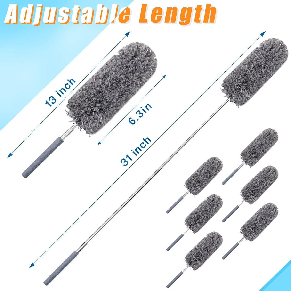 Tanlade 12 Pcs Microfiber Feather Duster for Cleaning 13-31 Inch Extendable Cobweb Dusters Ceiling