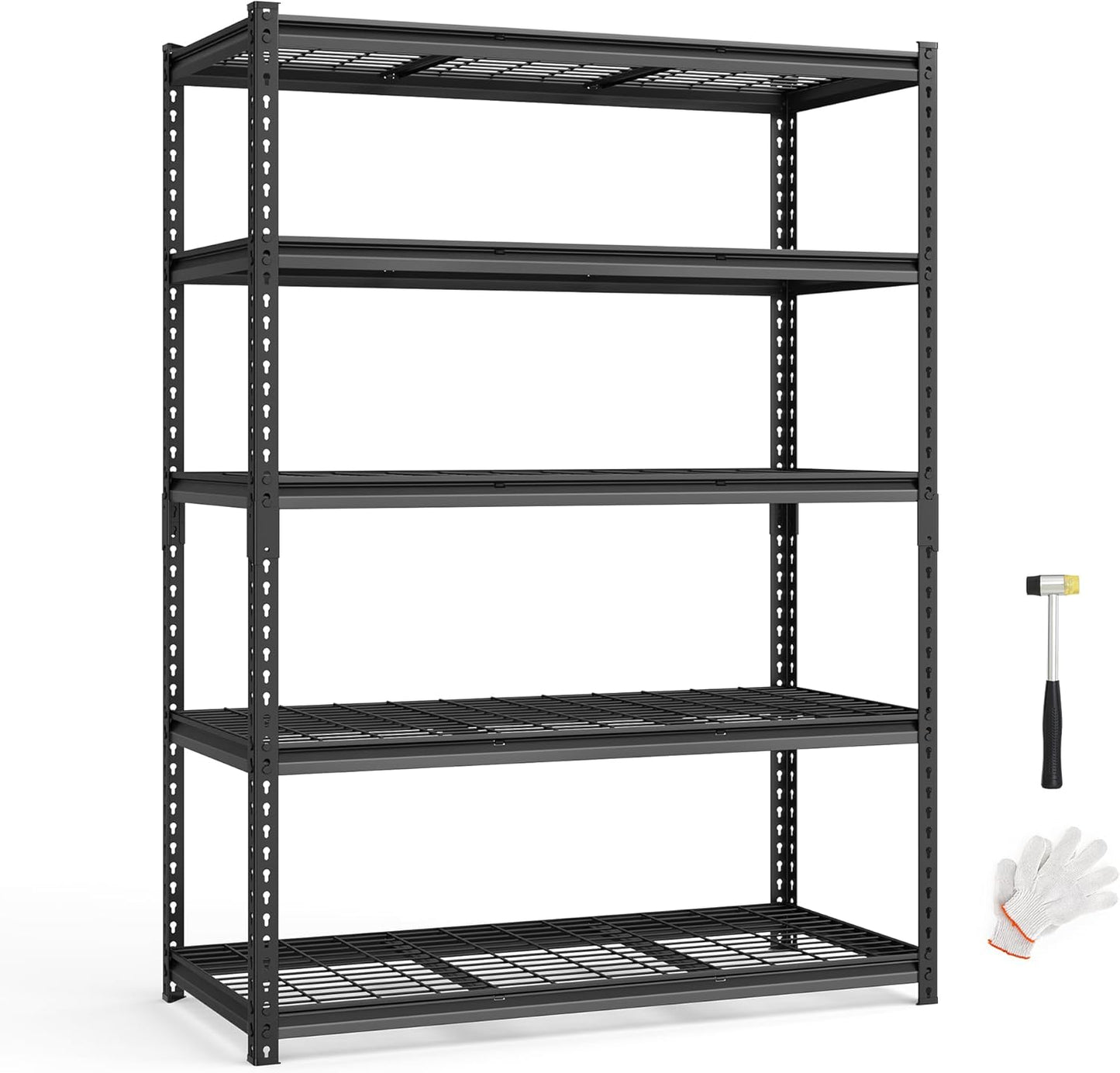 SONGMICS 5-Tier Storage Shelves, Heavy-Duty Garage Shelving, Adjustable Shelving Unit, Steel Shelf
