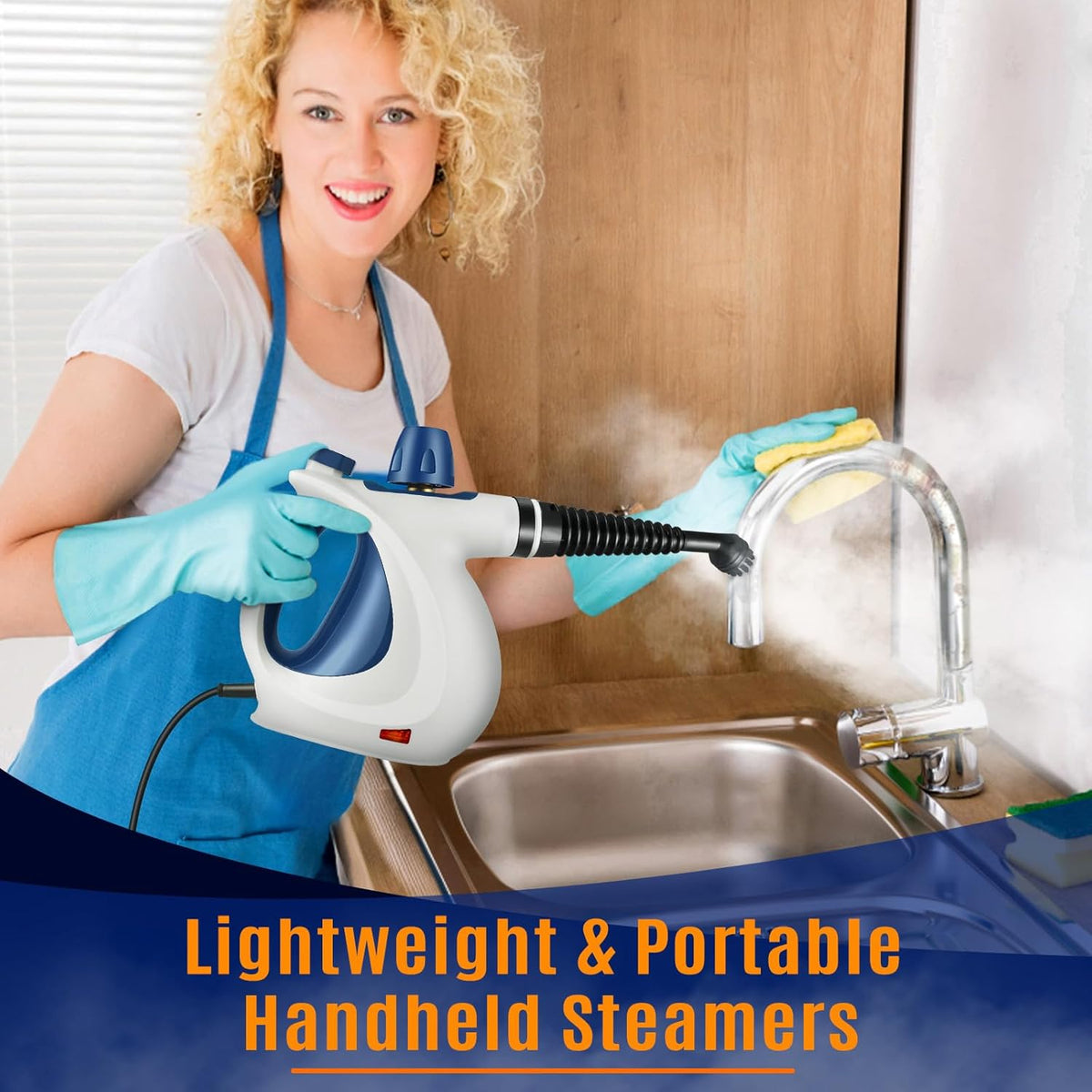 Pressurized Handheld Multi-Surface Natural Steam Cleaner with 12 pcs Accessories, Multi-Purpose