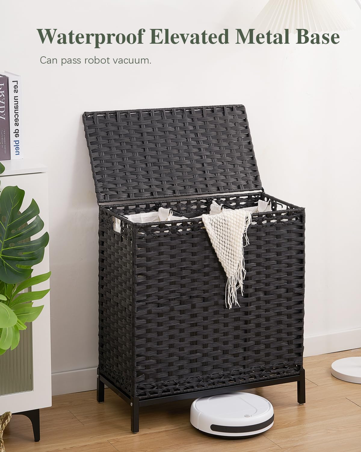 Laundry Hamper with Lid 132 L, (35 Gallons) Clothes Hamper with Lid, Handwoven Rattan Laundry