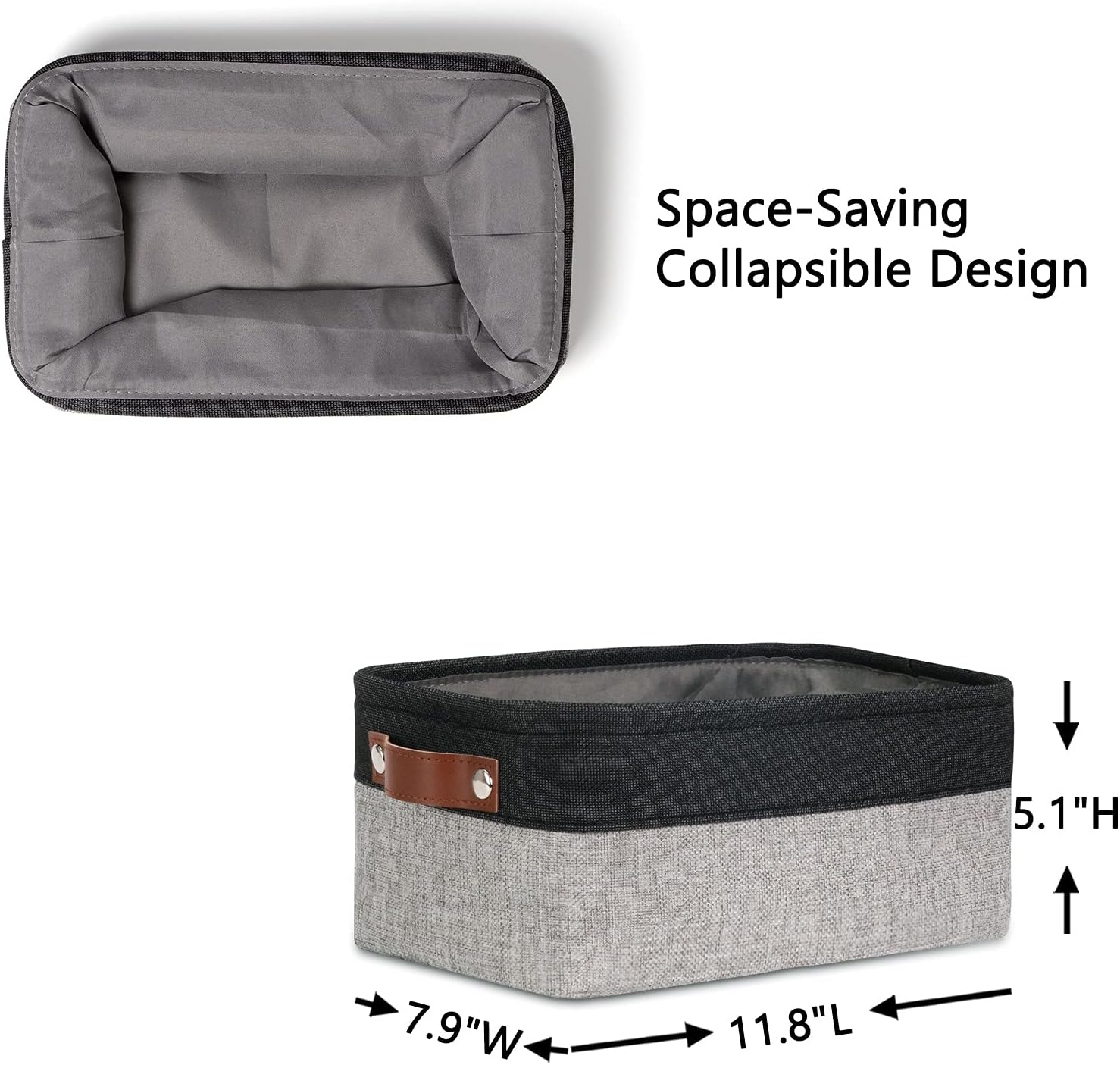 DULLEMELO Small Storage Baskets for Shelves, Small Fabric Collapsible Rectangular Storage Bins for