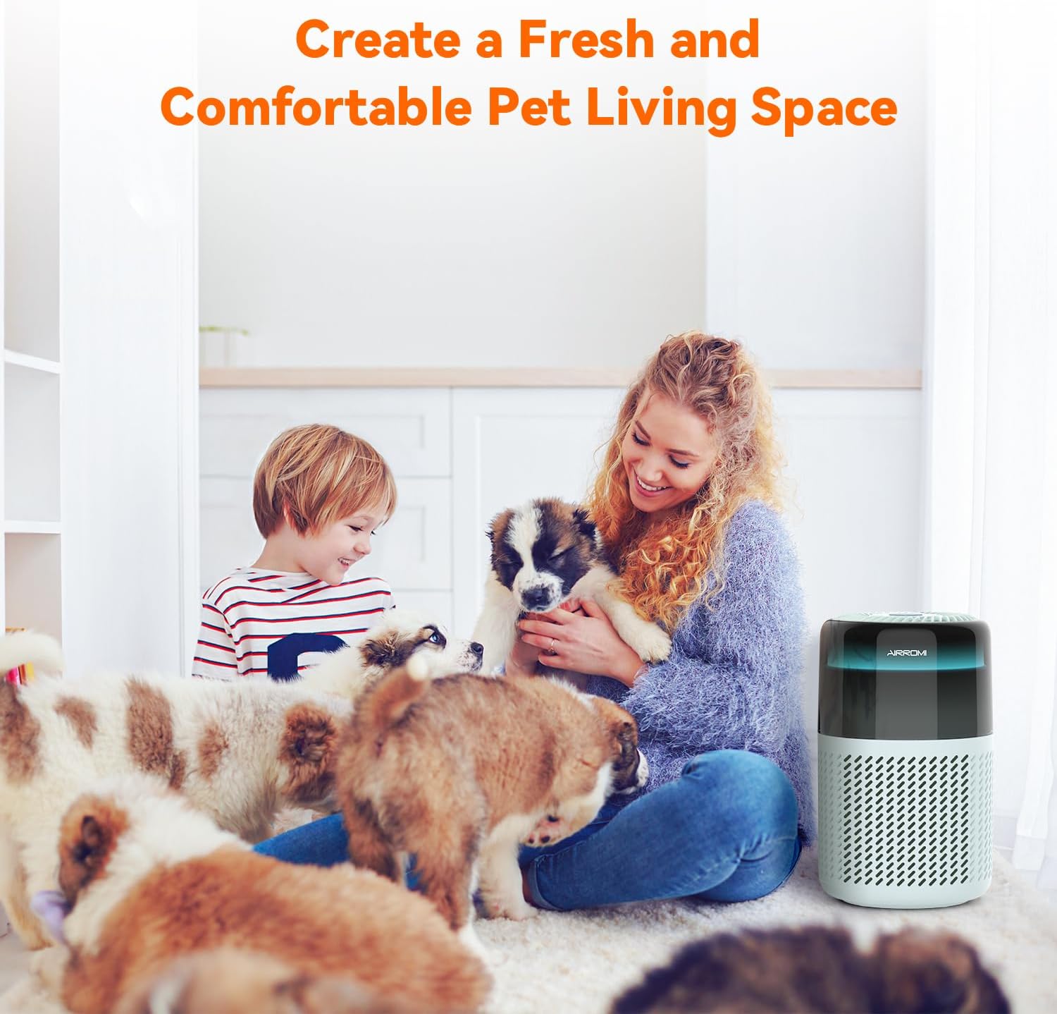 AIRROMI Air Purifier for Bedroom Home,HEPA Filter,Covers Upto 549 Ft²,Quiet 360°intake Air Cleaner