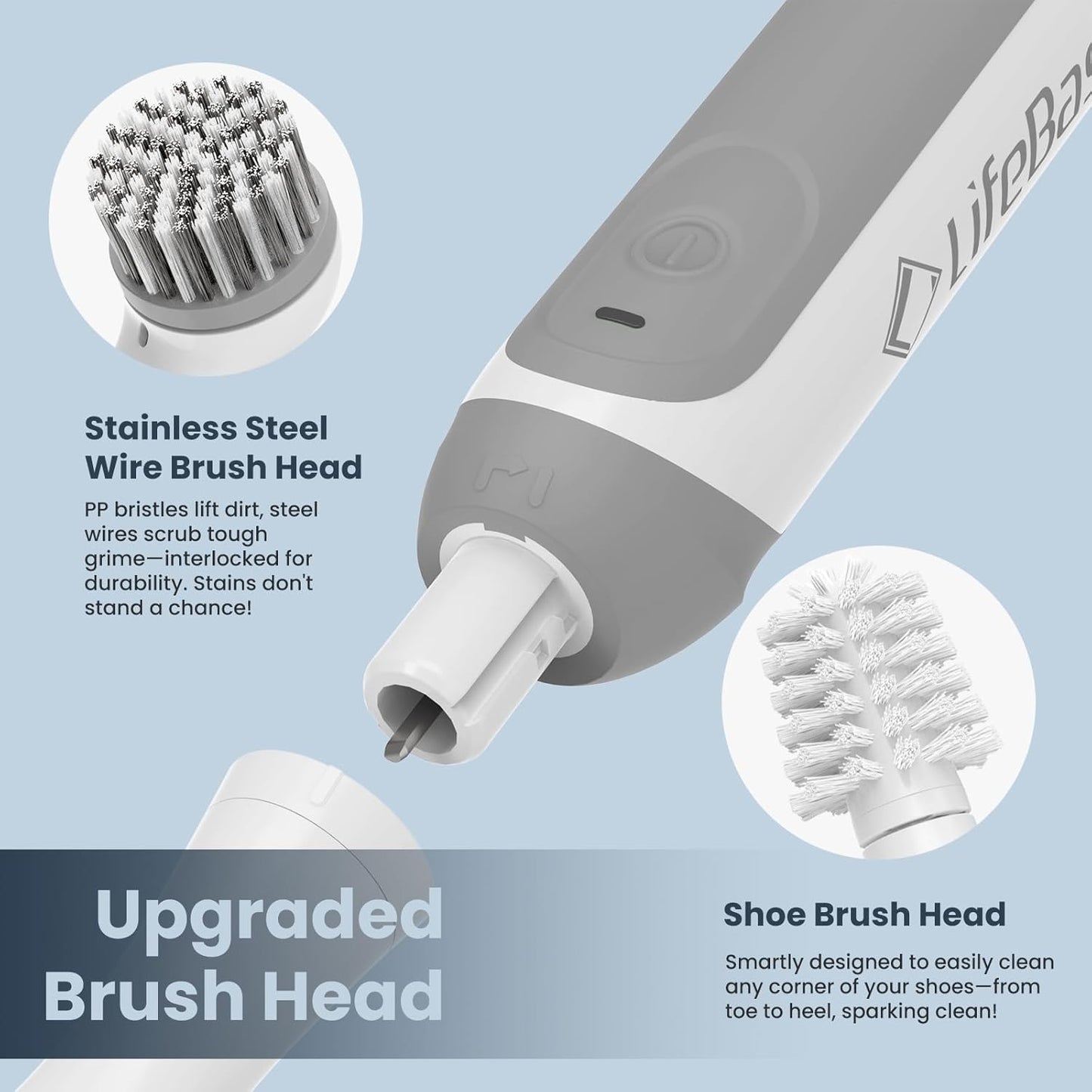 LifeBasis Rechargeable Power Scrubber, Cordless Electric Cleaning Brush, Water Resistant Small