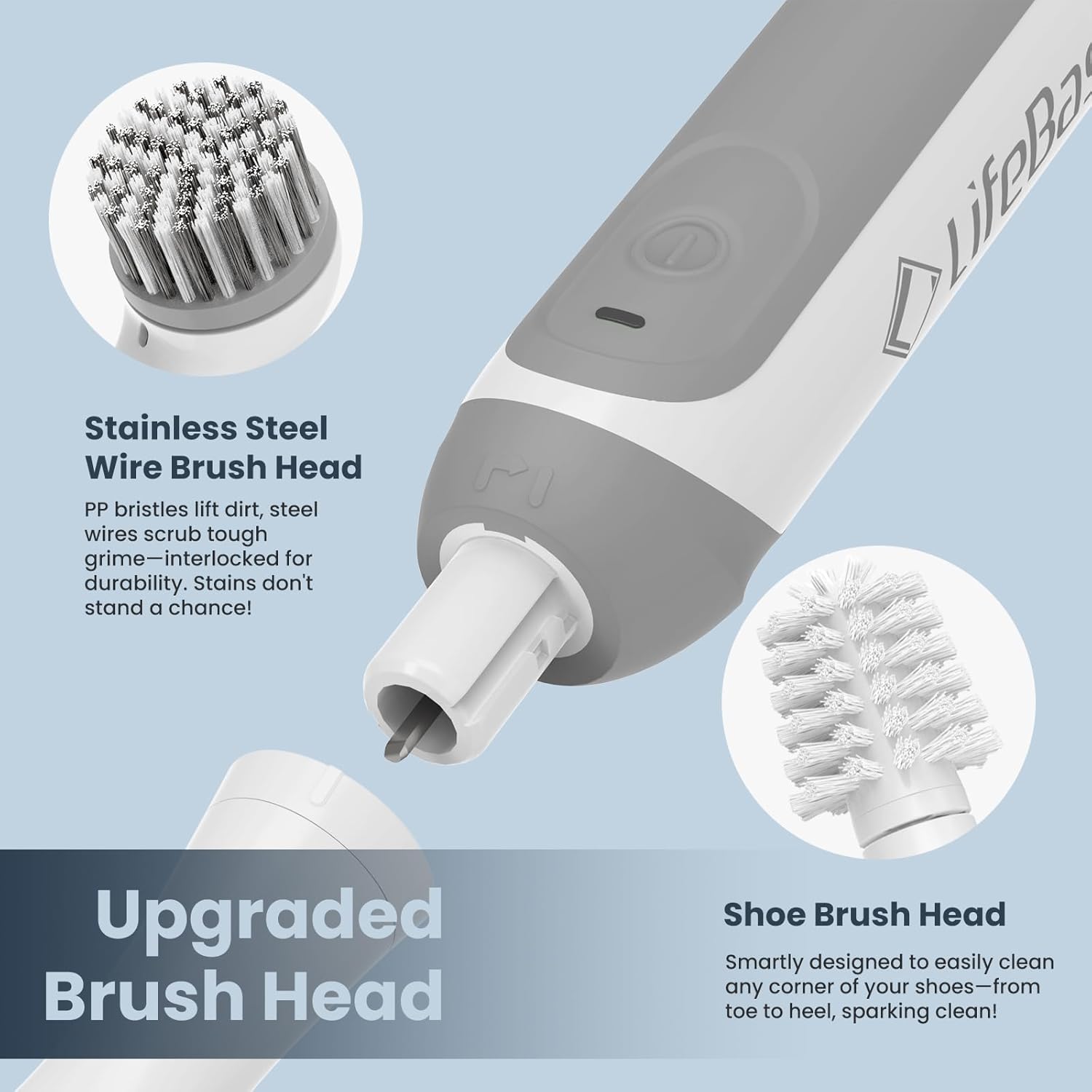 LifeBasis Rechargeable Power Scrubber, Cordless Electric Cleaning Brush, Water Resistant Small