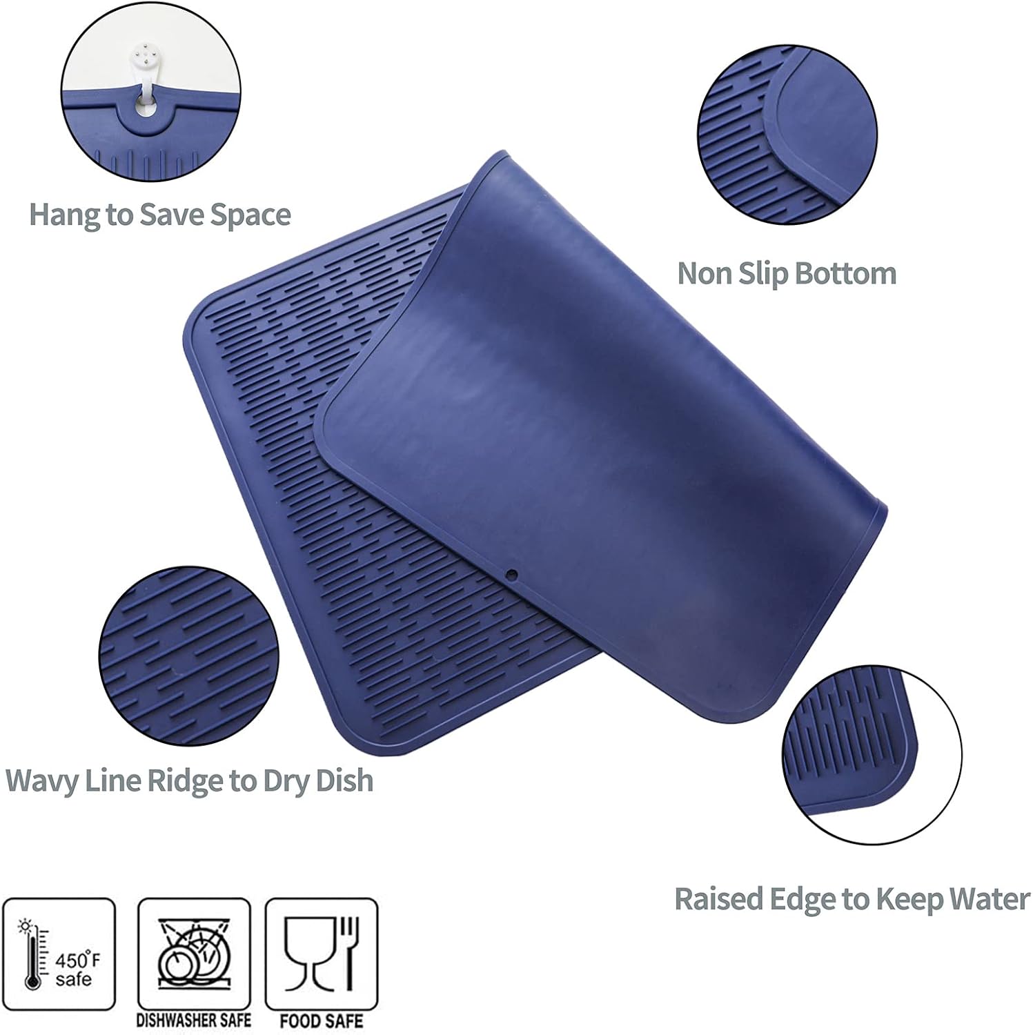 Silicone Dish Drying Mat for Multiple Usage,Easy clean,Eco-friendly,Heat-resistant Silicone Mat for