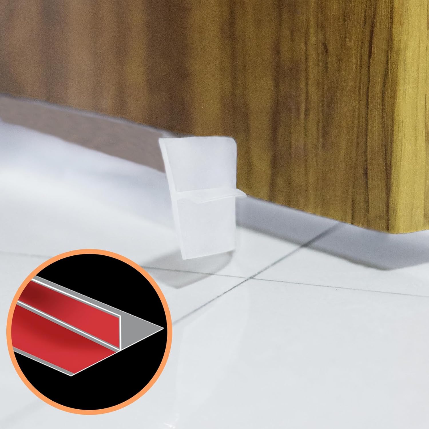 Orghtin T-Shaped Silicone Seal Strip, Clear Door Sealer Weather Stripping, 10Ft Door Draft Stopper