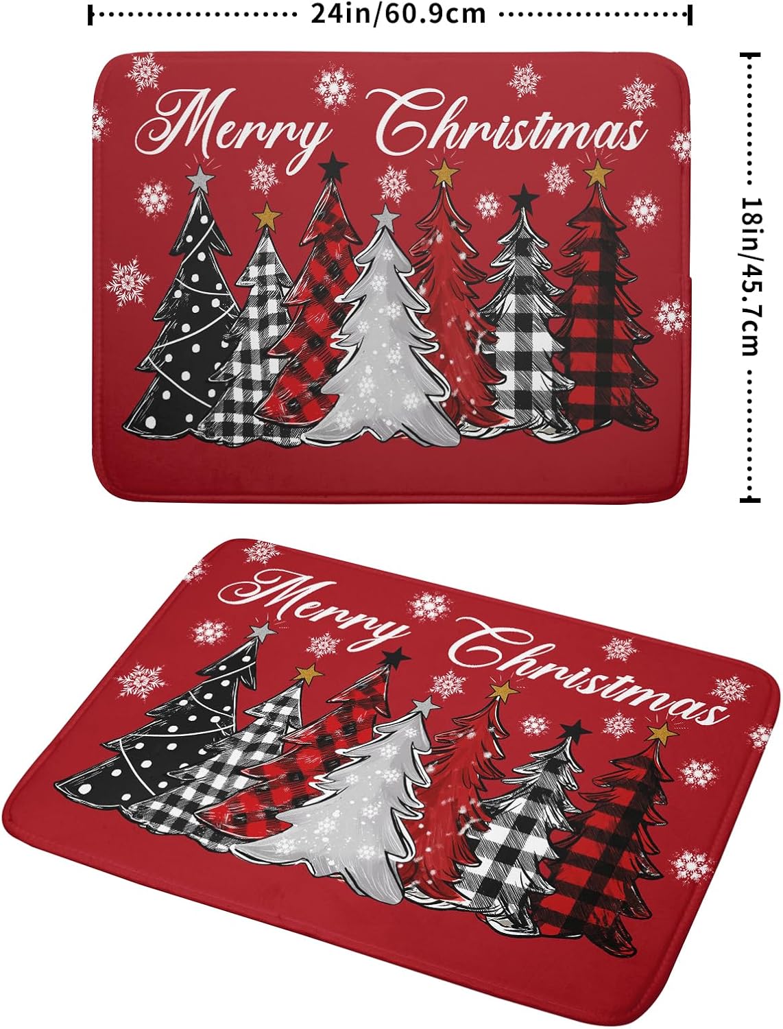 Merry Christmas Dish Drying Mats for Kitchen Counter 18x24 Inch Christmas Tree Snowflake Mat Xmas