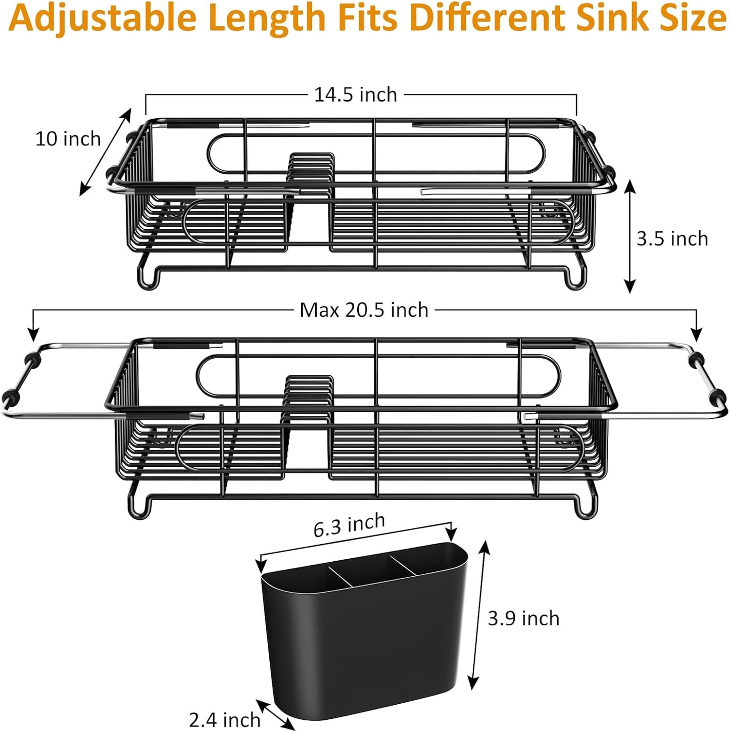 Expandable in Sink Dish Drying Rack,Small Dish Rack Over Sink with Utensil Holder,Stainless Steel
