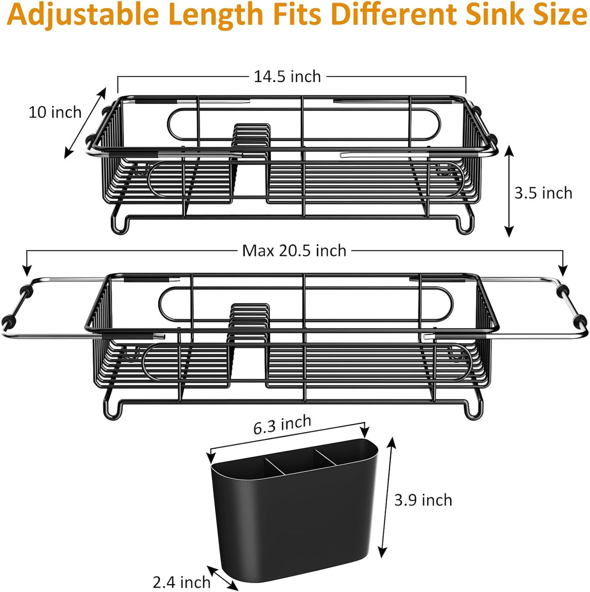 Expandable in Sink Dish Drying Rack,Small Dish Rack Over Sink with Utensil Holder,Stainless Steel
