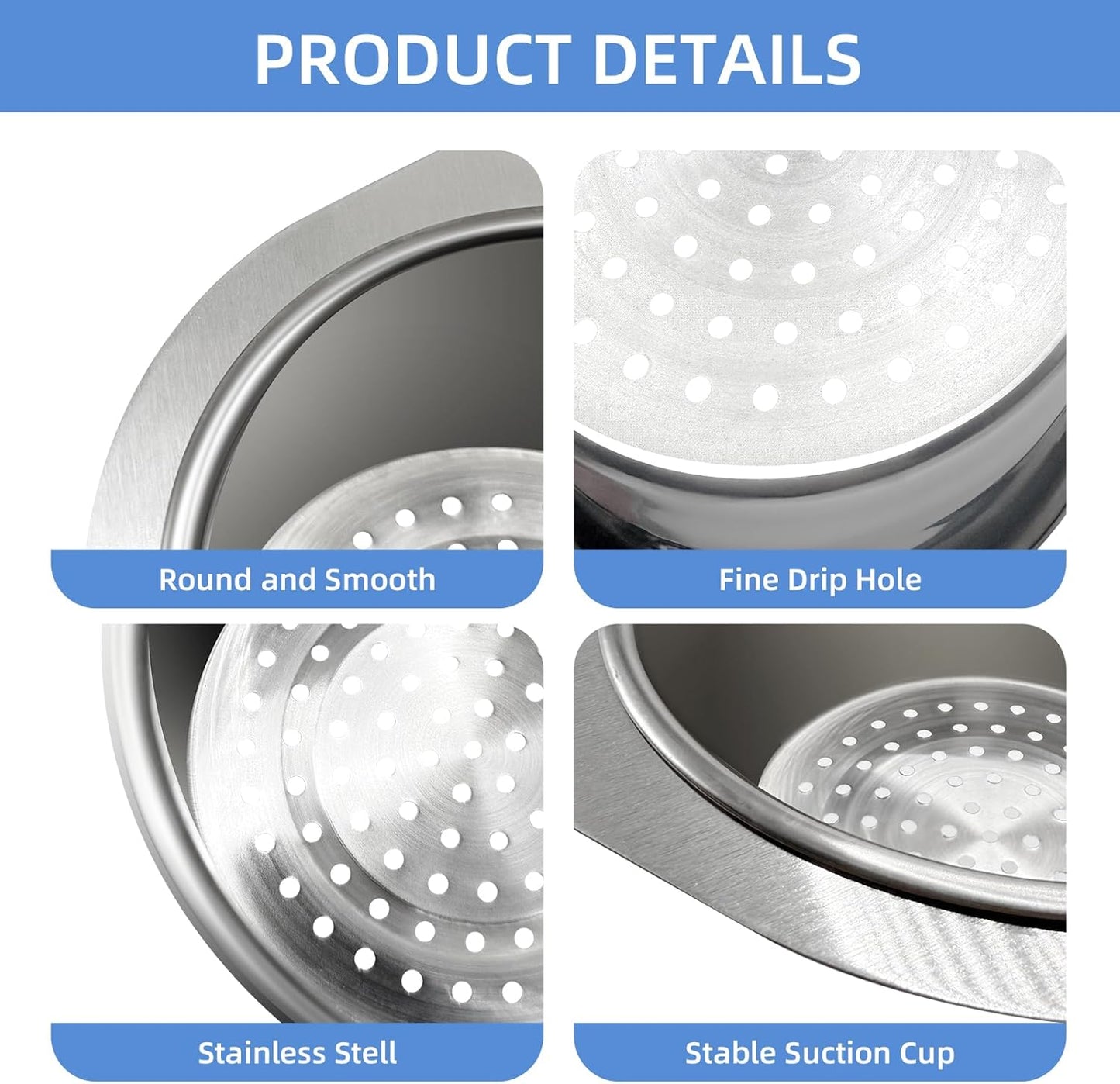 Stainless Steel Drainage Basket, Corner Sink Filter Basket,4.5-inch Sink Drainage Filter and Faucet