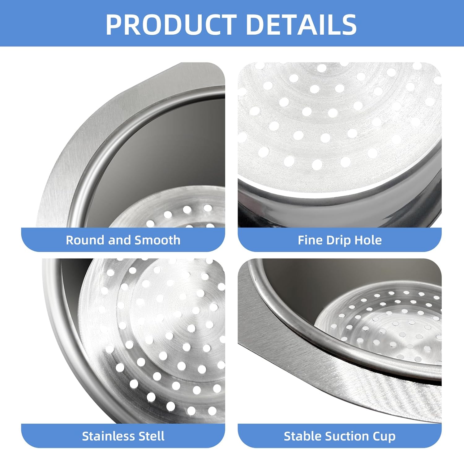 Stainless Steel Drainage Basket, Corner Sink Filter Basket,4.5-inch Sink Drainage Filter and Faucet