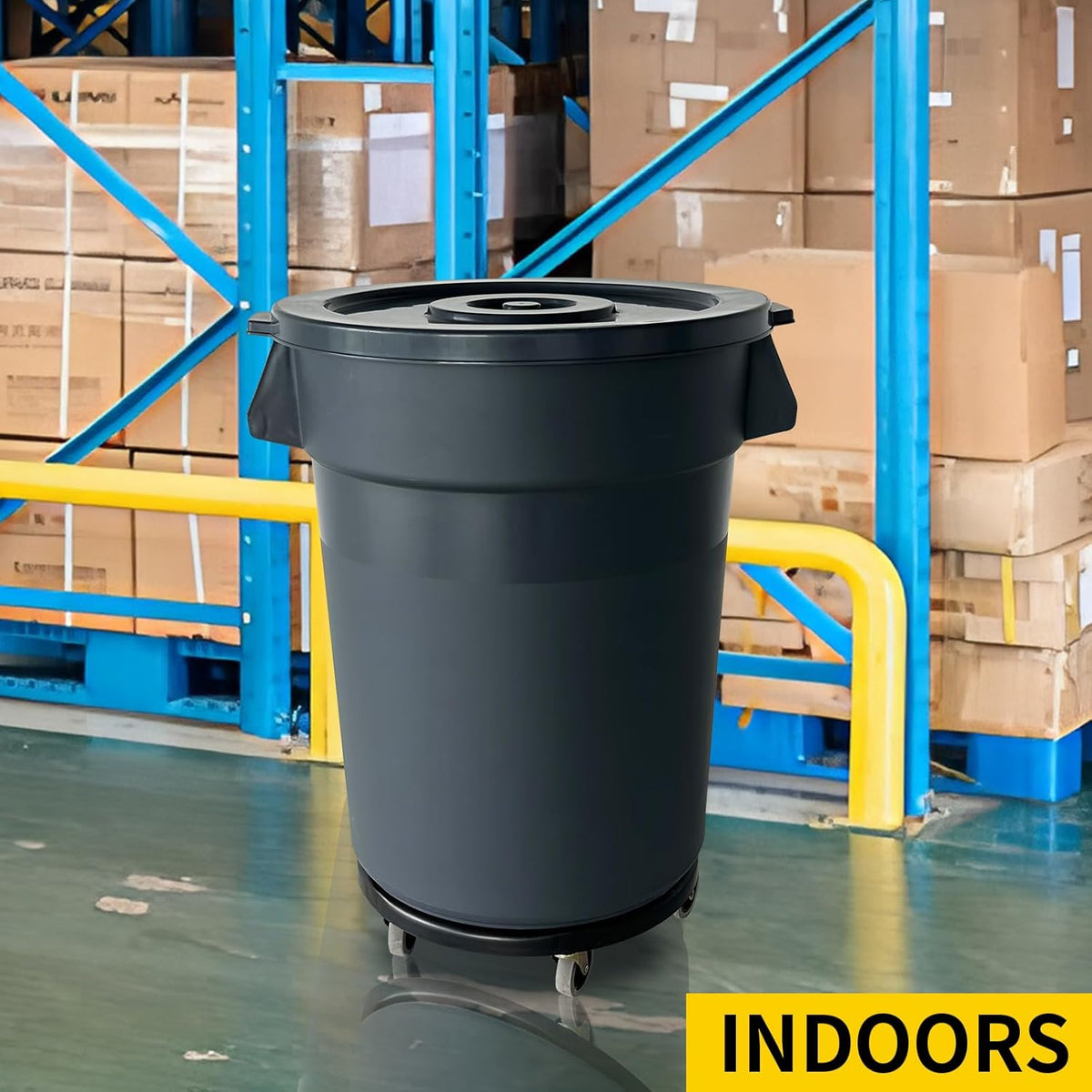 32 Gallon Outdoor Trash Can, Outdoor Trash Can with Lid and Removable Wheels, Rolling Garbage Can