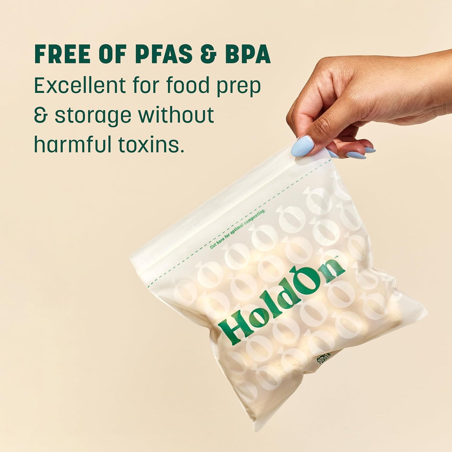 HoldOn Zipseal Sandwich Bags – Compostable, PFOA-Free, BPA-Free, Food-Safe Zip Seal Food Storage