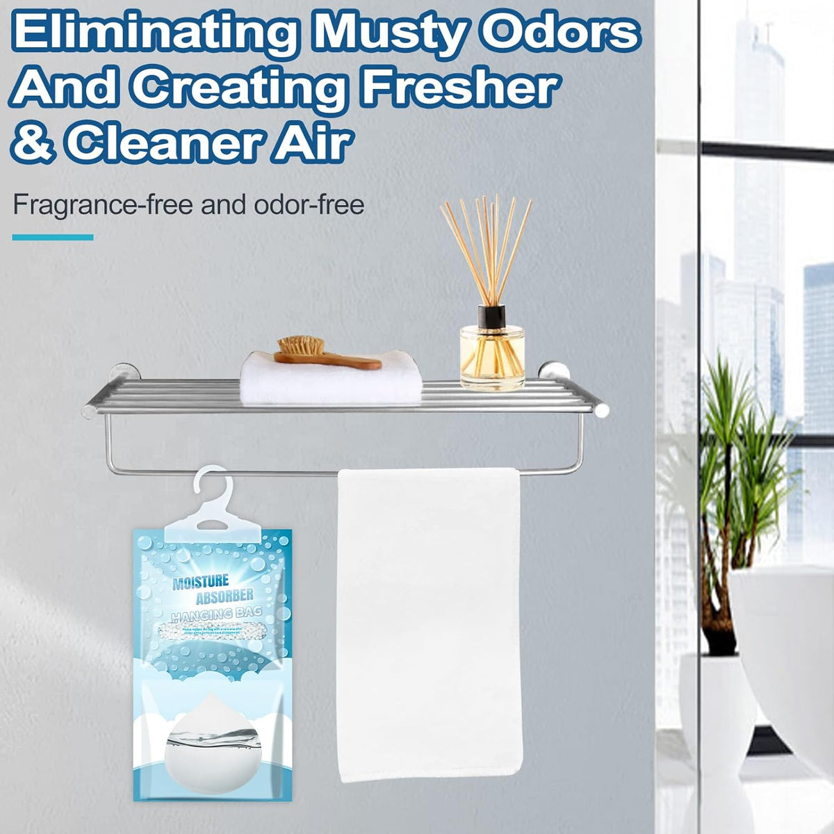 5 Pack Hanging Moisture Absorbers - Fagrance Free Dehumidifier Bags, 8.11 OZ, Removes Moisture &