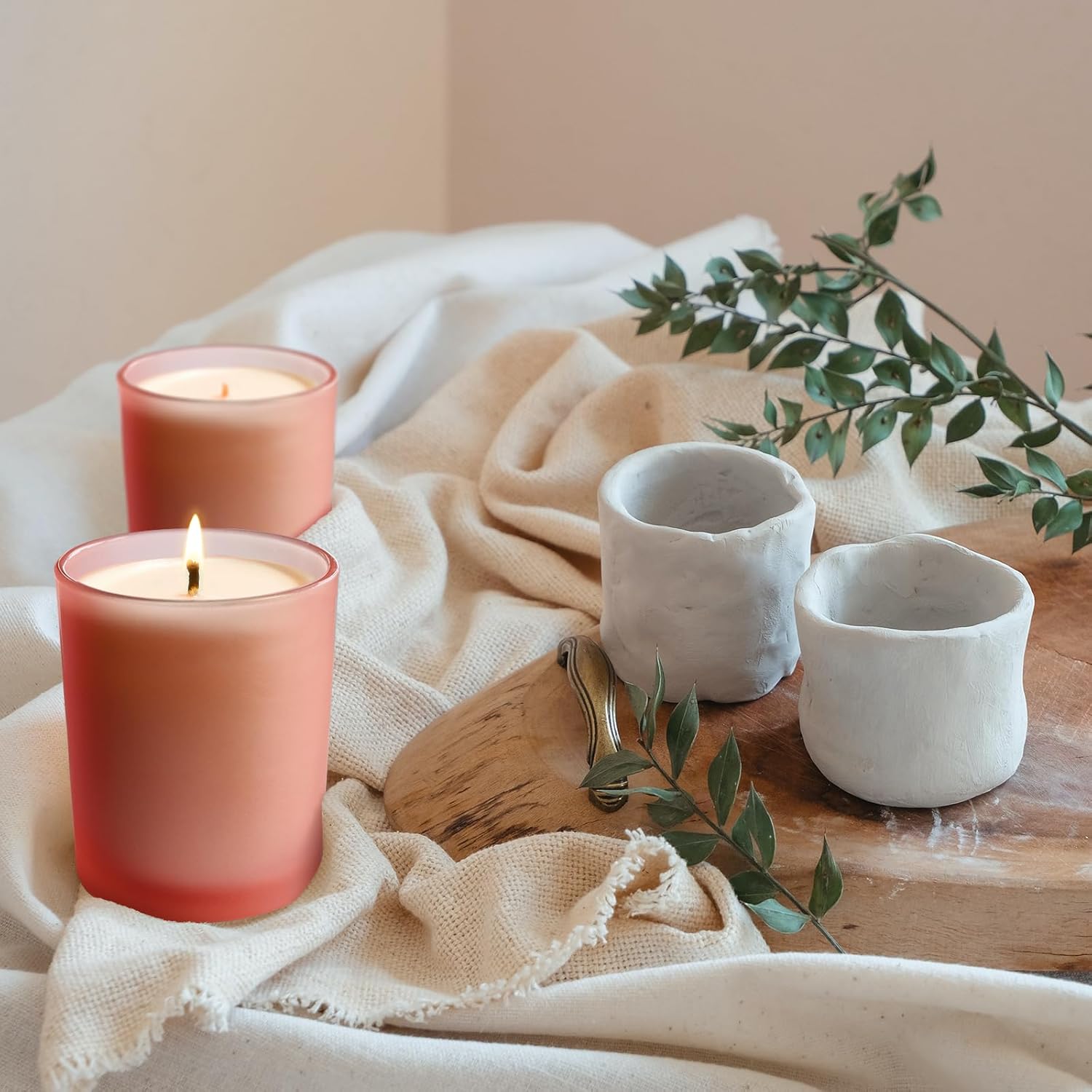 Thick Candle Jars for Making Candles 12 Pcs, 7 OZ Empty Jars with Wood Lids for Candle Making