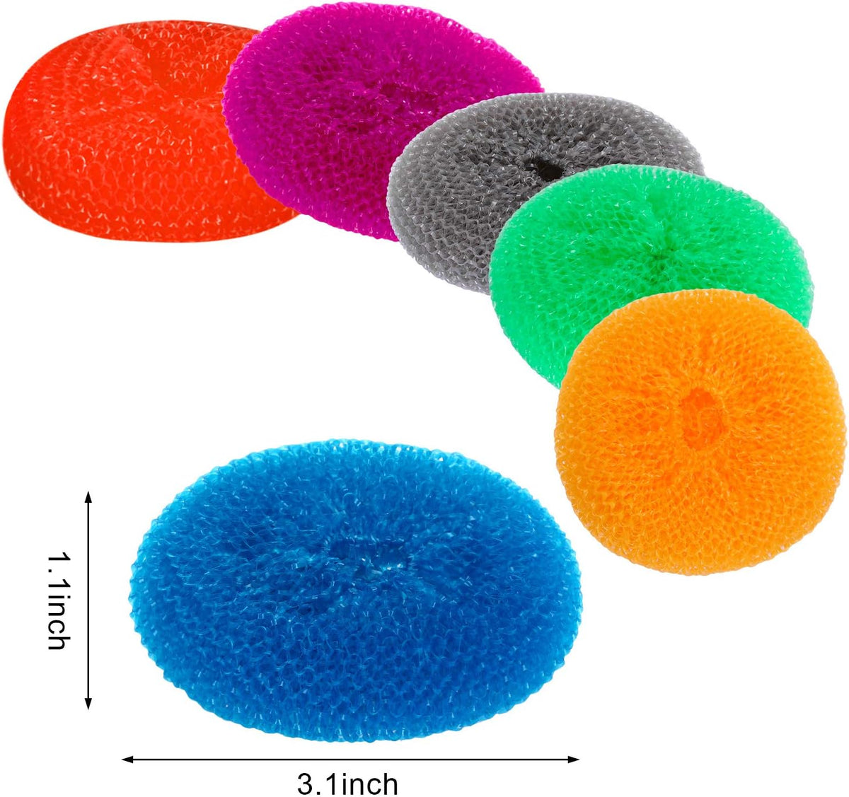 Blulu Plastic Dish Scrubbers for Dishes Pot Round Nylon Pad, Mesh Scouring Non Scratch Pads(Rainbow
