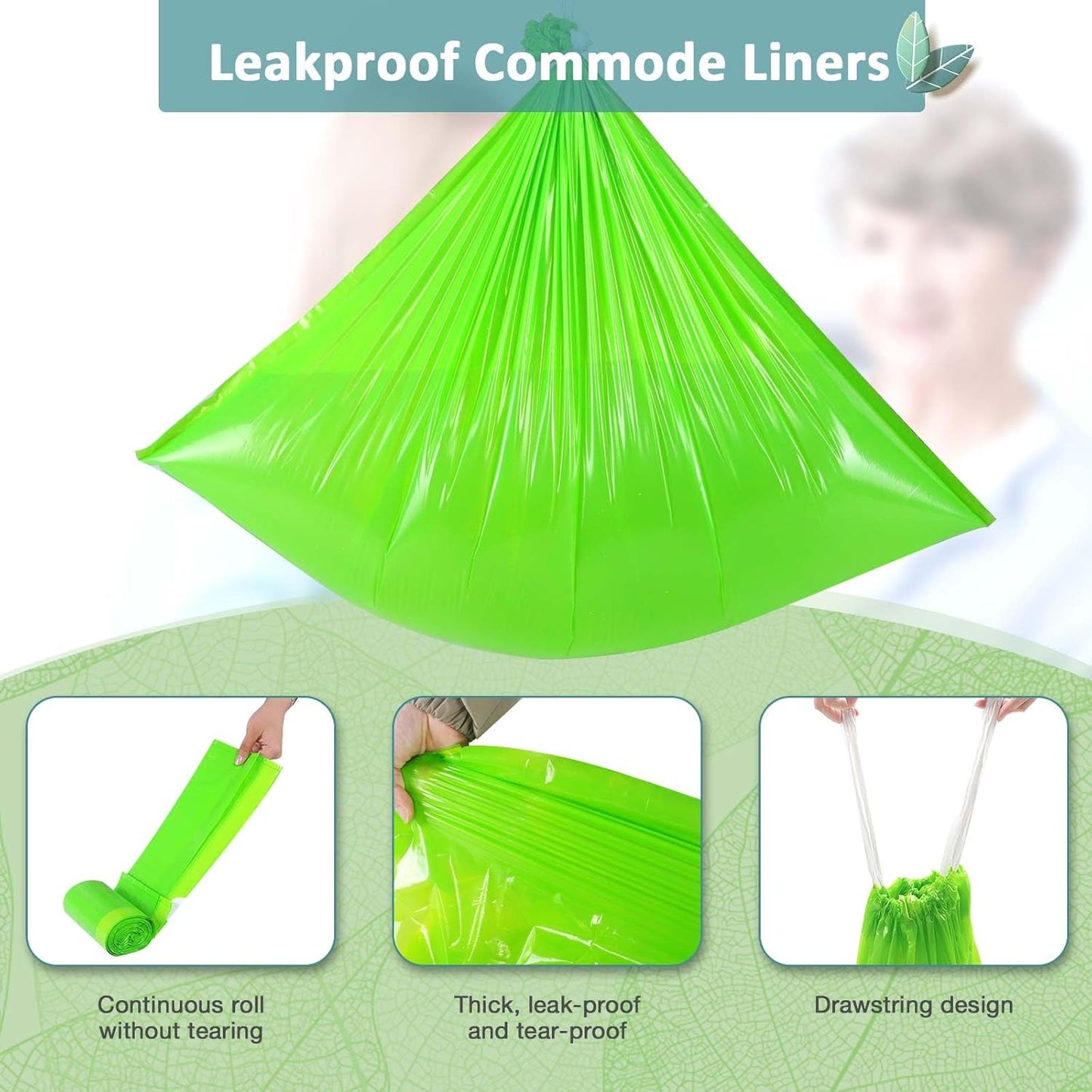Commode Liners for Bedside Commode Vanilla Scented 100pcs Disposable Bags Universal Fit Most