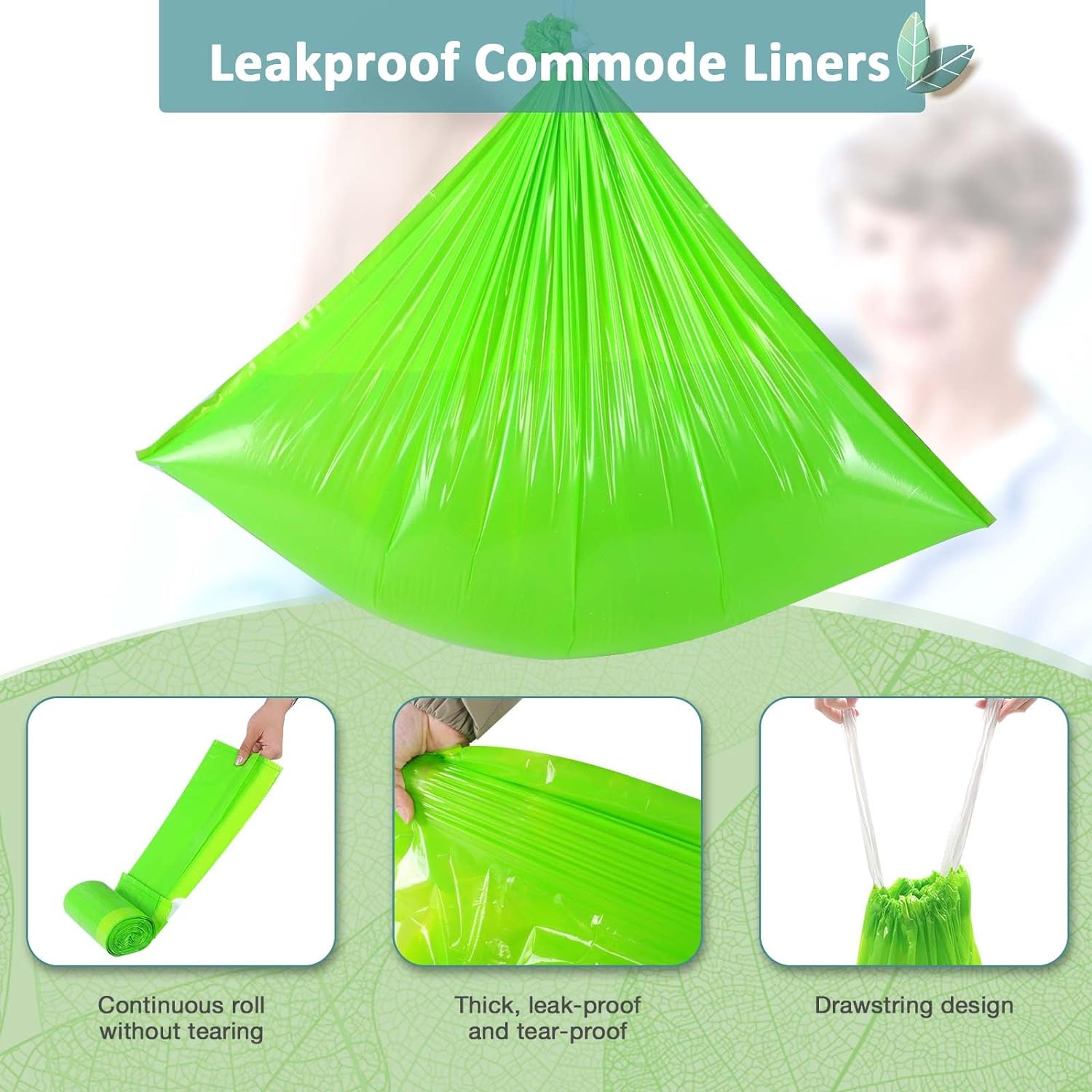 Commode Liners for Bedside Commode Vanilla Scented 150pcs Disposable Bags Universal Fit Most