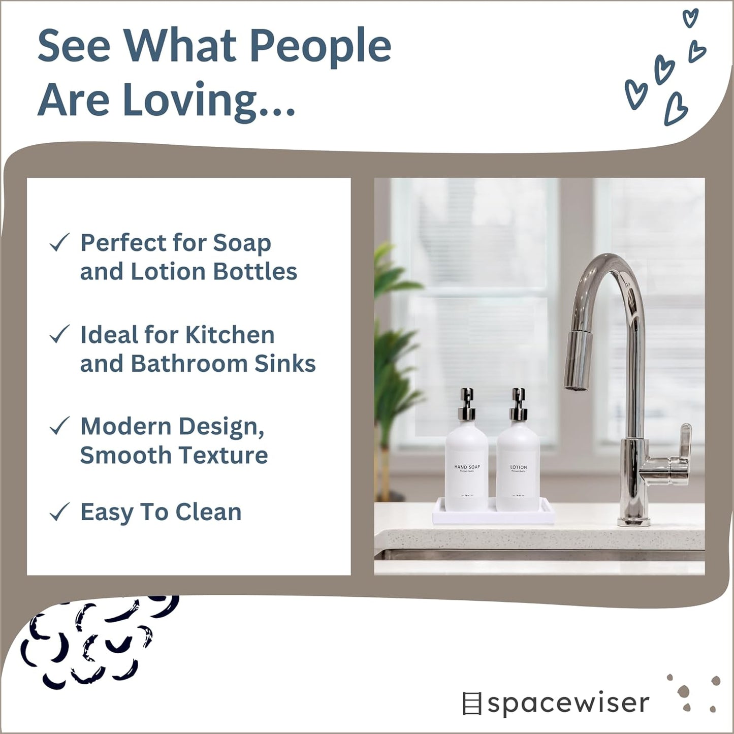 Countertop and Vanity Tray - 2 PC Small 7.7" Silicone Bathroom Trays, Kitchen Soap Tray, Dish
