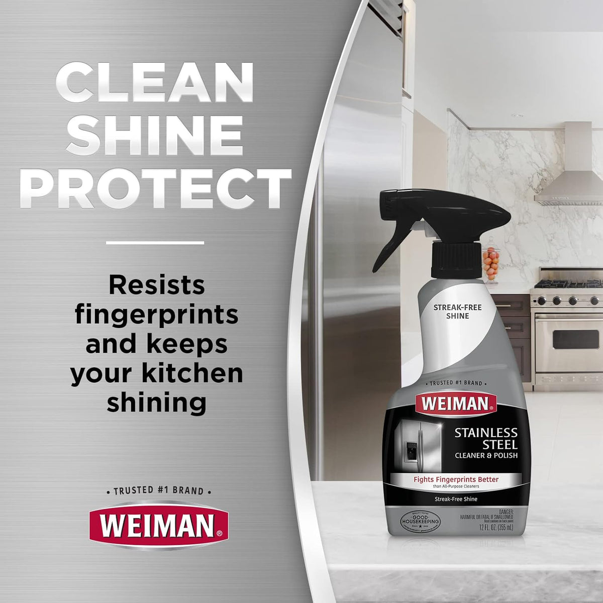 Weiman Stainless Steel Cleaner and Polish - Microfiber Cloth - Protects Appliances from