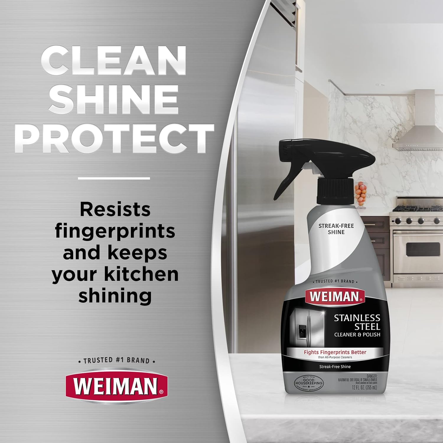 Weiman Stainless Steel Cleaner and Polish - Protects Appliances from Fingerprints and Leaves a