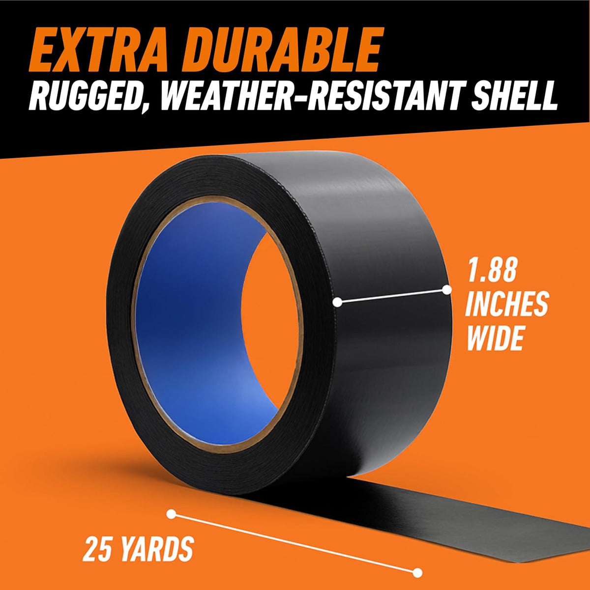Gorilla All Weather Duct Tape, Black, 1.88" x 25 yd (Pack of 25) - UV and Temperature Resistant