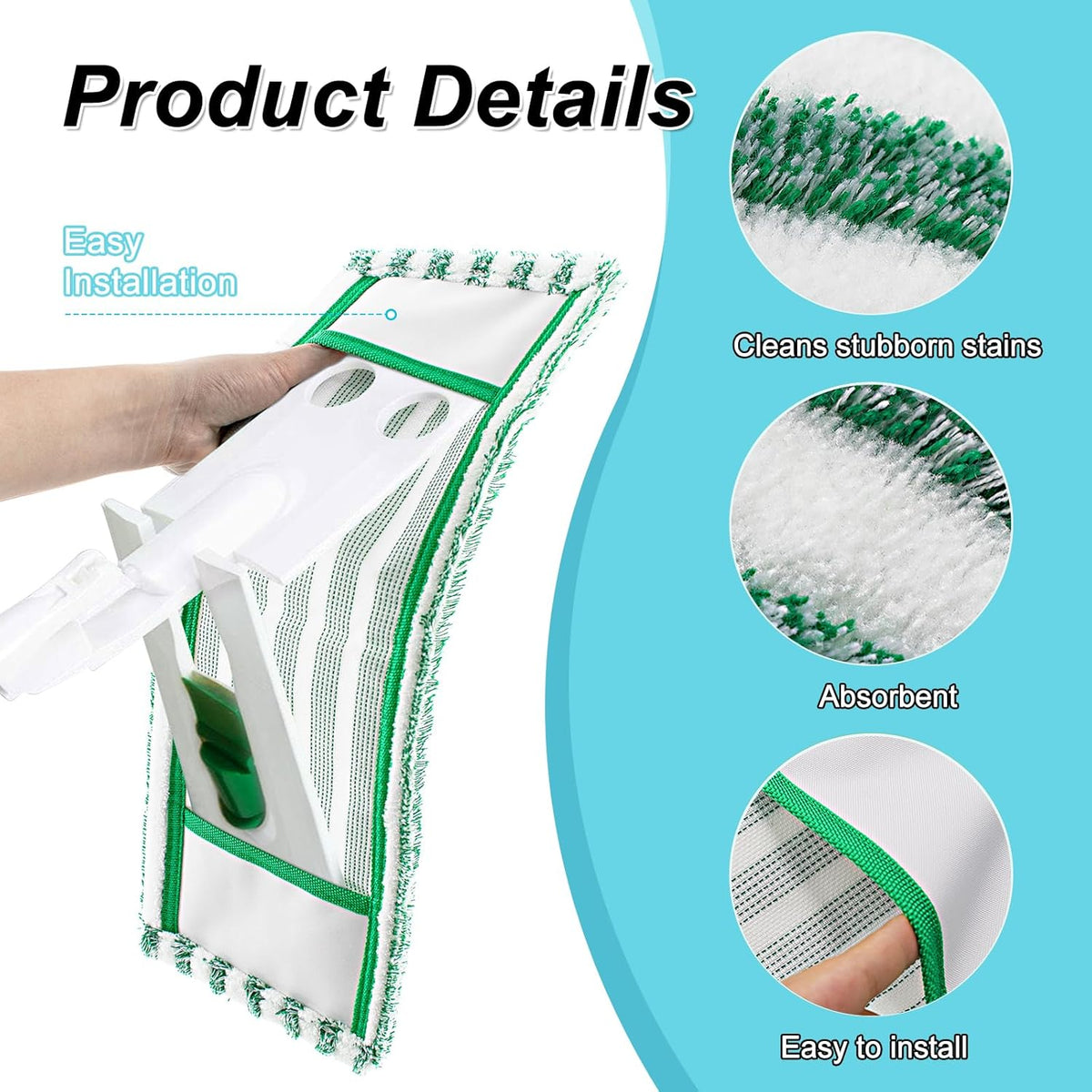 Microfiber Mop Pad Refills Compatible with Libman Wet & Dry Microfiber Mop,Reusable Mop Head