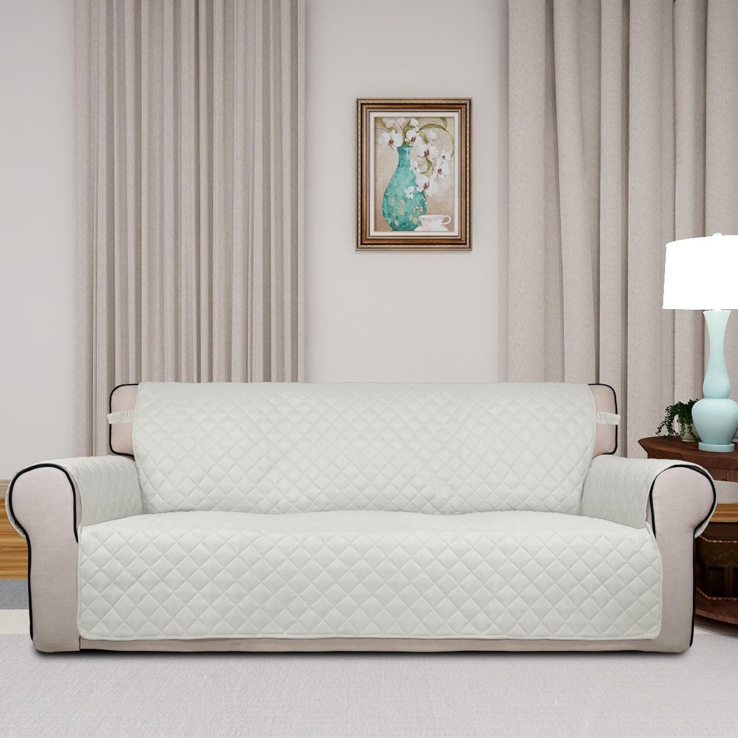 PureFit Reversible Quilted Sofa Cover, Water Resistant Slipcover Furniture Protector, Washable