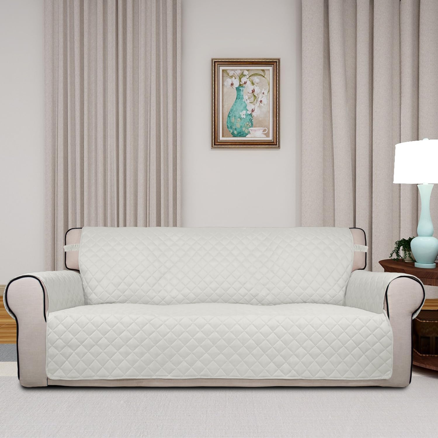 PureFit Reversible Quilted Sofa Cover, Water Resistant Slipcover Furniture Protector, Washable