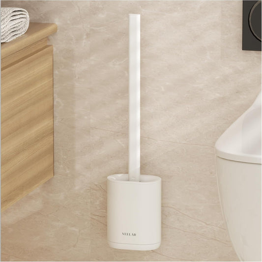 Toilet Brush and Holder Set - Wall Mounted Bathroom Scrub Brush, Toilet Bowl Brush and Plunger Set