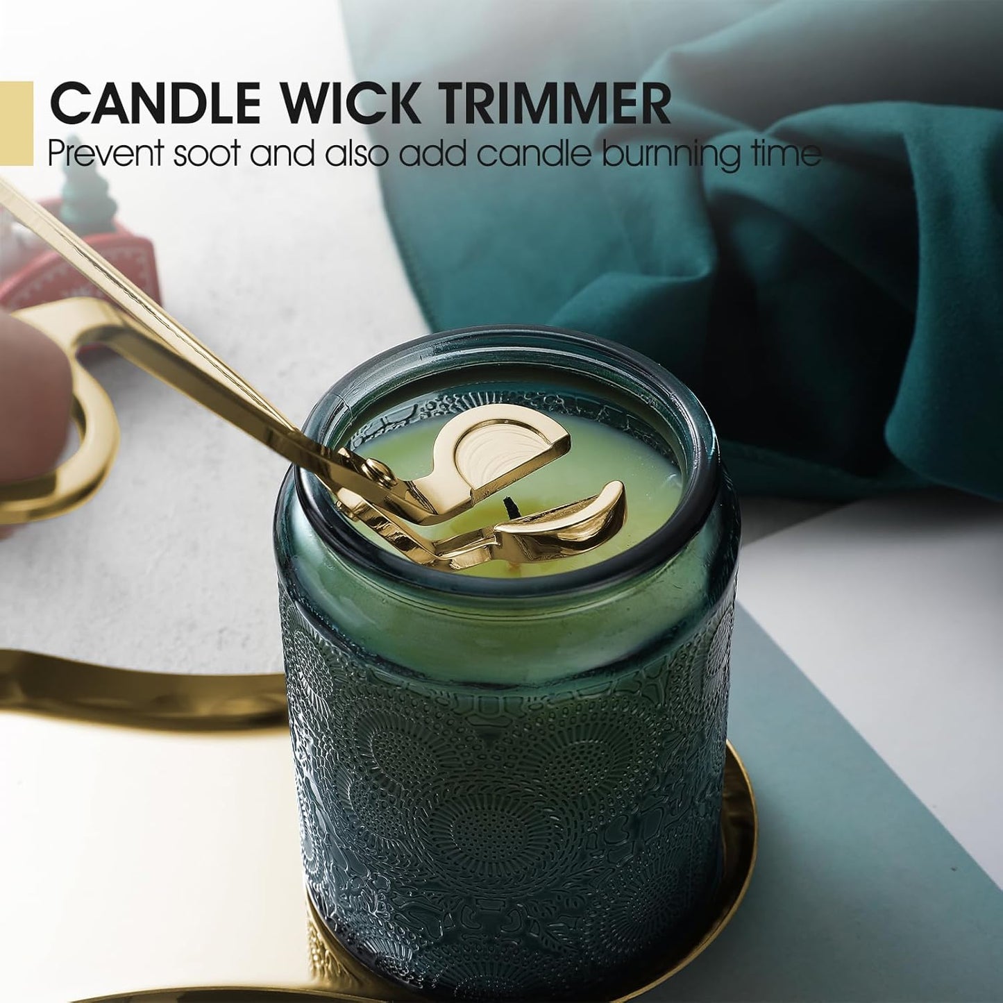 PATOISE 4 in 1 Candle Accessory Set, Candle Wick Trimmer Cutter, Candle Snuffer, Candle Wick
