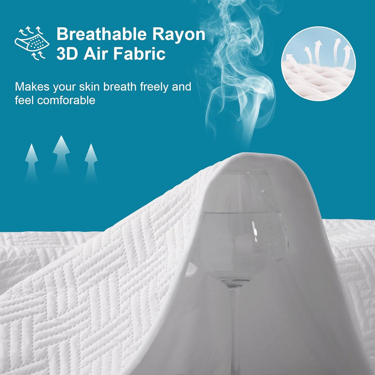 Waterproof Mattress Protector King Size - Breathable, Noiseless, Ultra-Soft Bed Cover, Mattress Pad