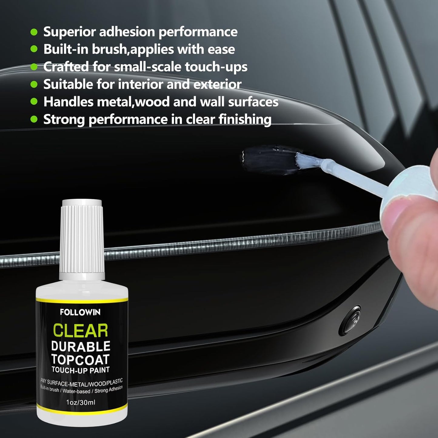 FOLLOWIN Automotive Clear Coat,Gloss Clear Finished Car Touch Up Paint,Use on Exterior & Interior
