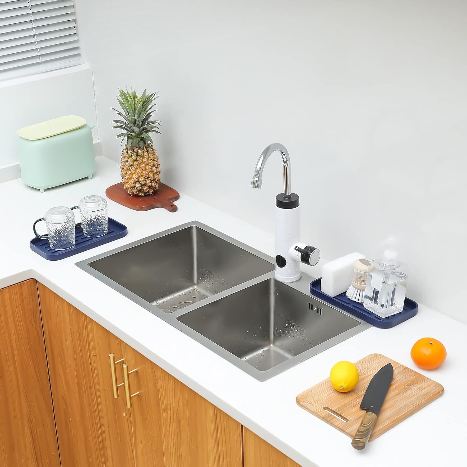 Silicone Kitchen Sink Organizer Tray for Multiple Usage,Eco-Friendly Sponges Holder for Kitchen