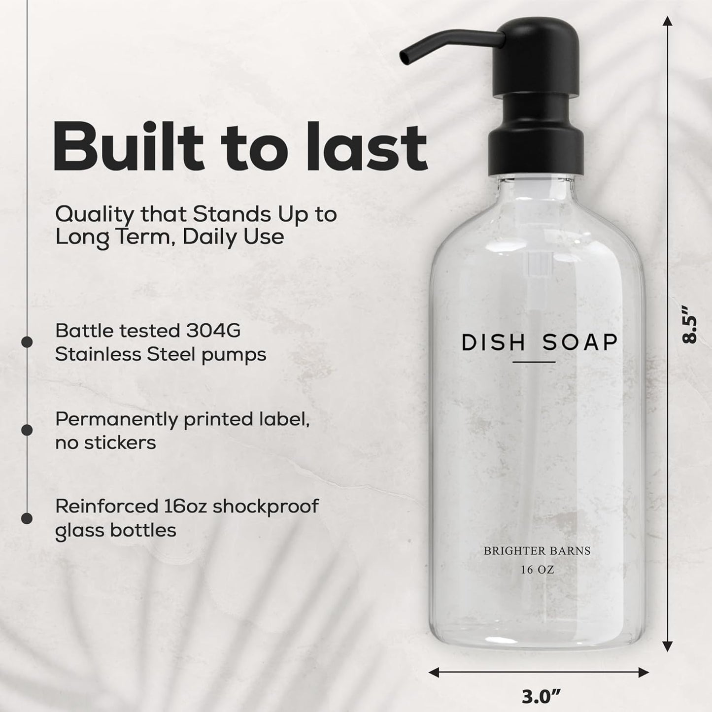 Clear Glass Hand and Dish Soap Dispenser Set by Brighter Barns - Kitchen Soap Dispenser Set & Pump