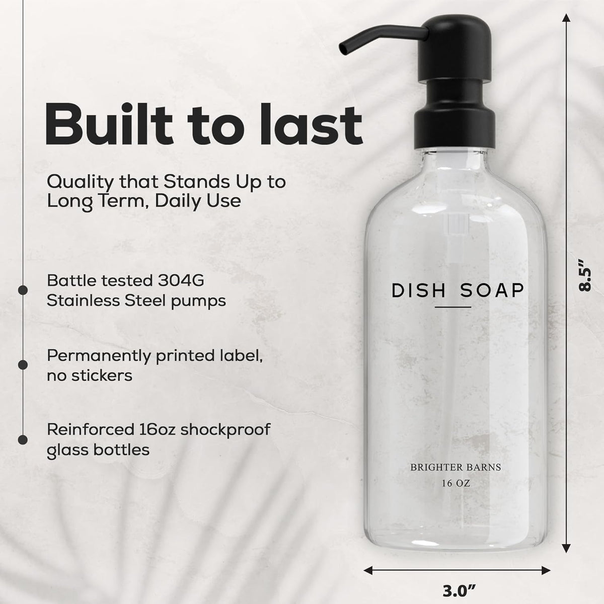 Clear Glass Hand and Dish Soap Dispenser Set by Brighter Barns - Kitchen Soap Dispenser Set & Pump