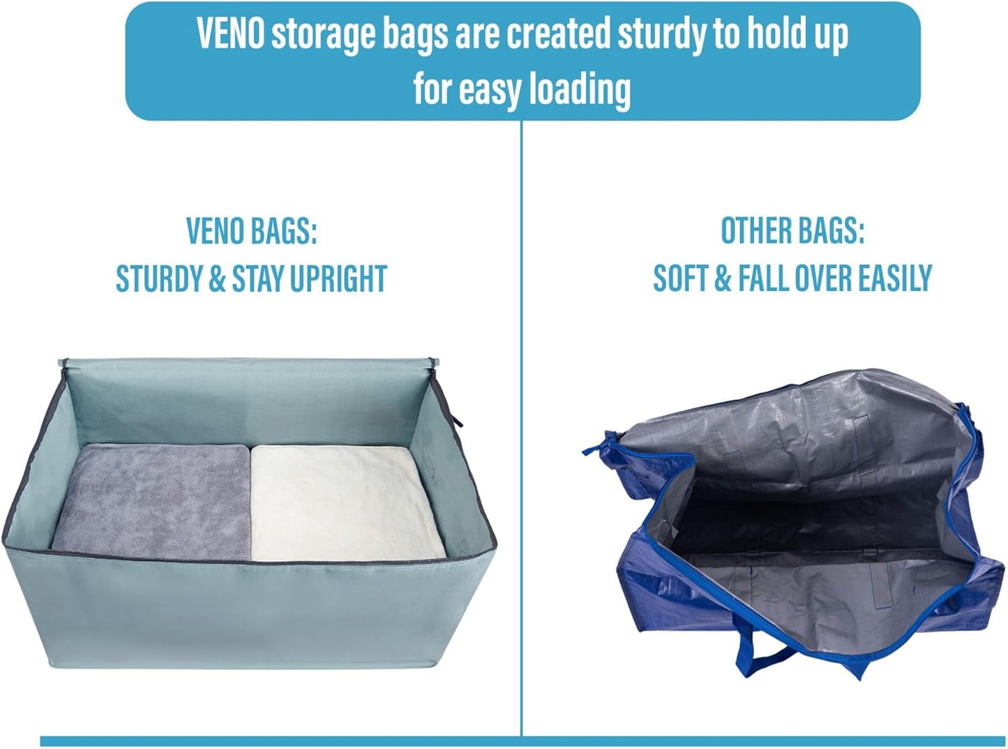 VENO 8 Pack Moving and Storage Bags, Heavy Duty, Alternative to Moving Boxes, Large Packing Totes