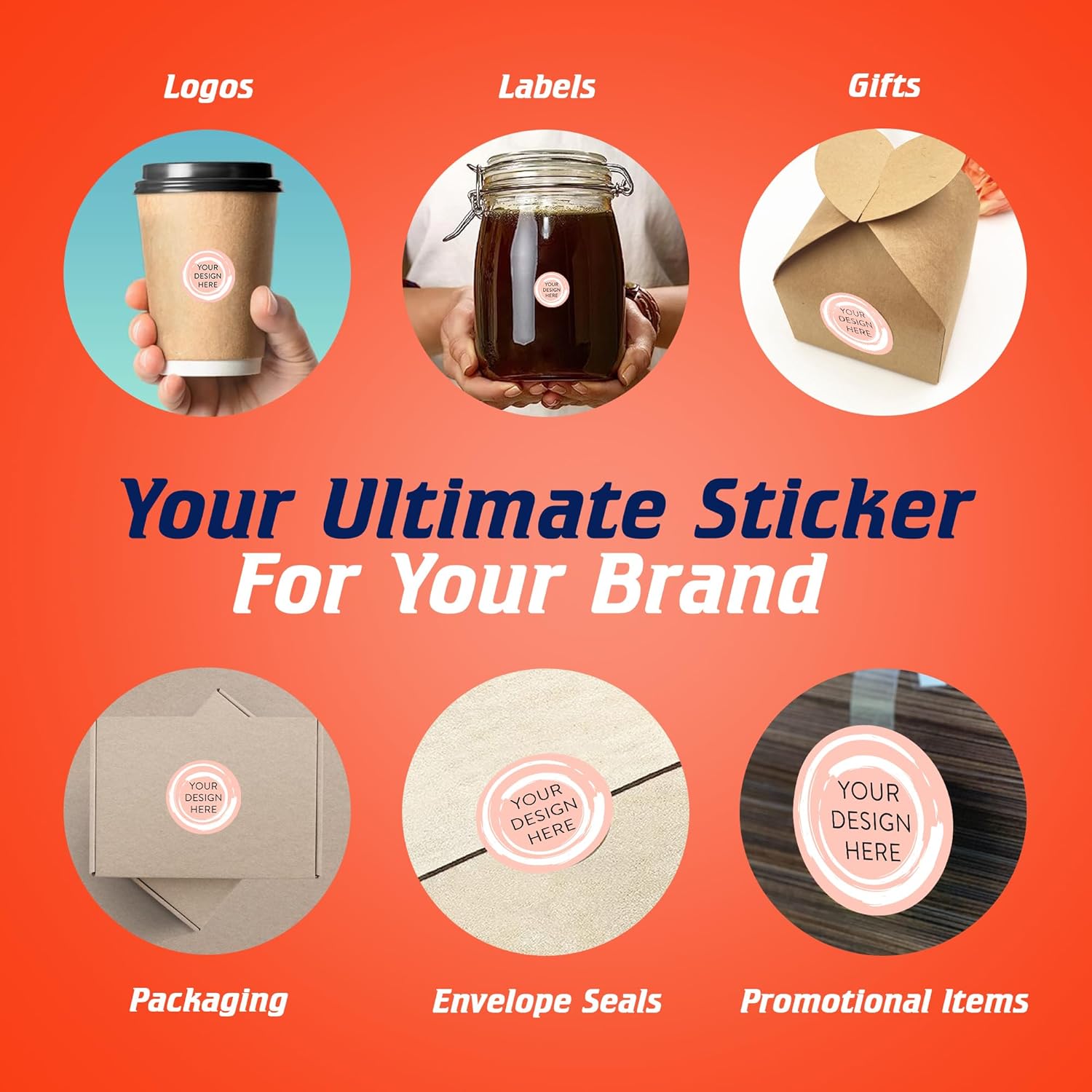 100 Custom Vinyl Stickers - Upload Your own Image, Text, Design, Logo - Personalized Logo Labels