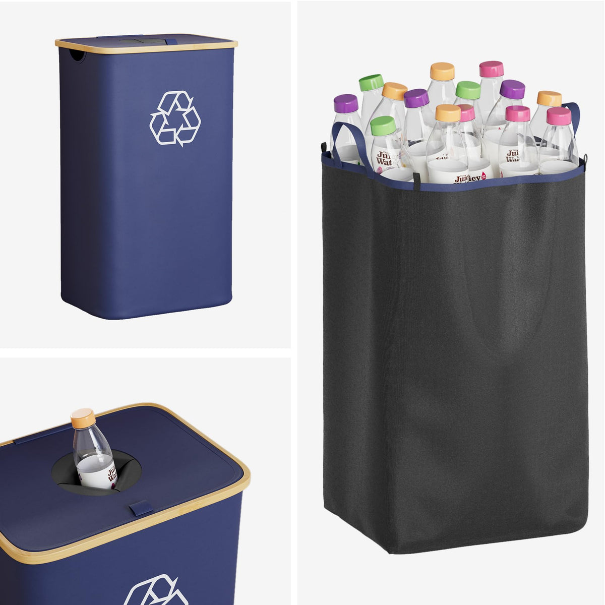 SpaceAid Recycling Bin for Kitchen 26 Gallon, 100L Recycle Bin with Lid and 2 Reusable Inner Bags
