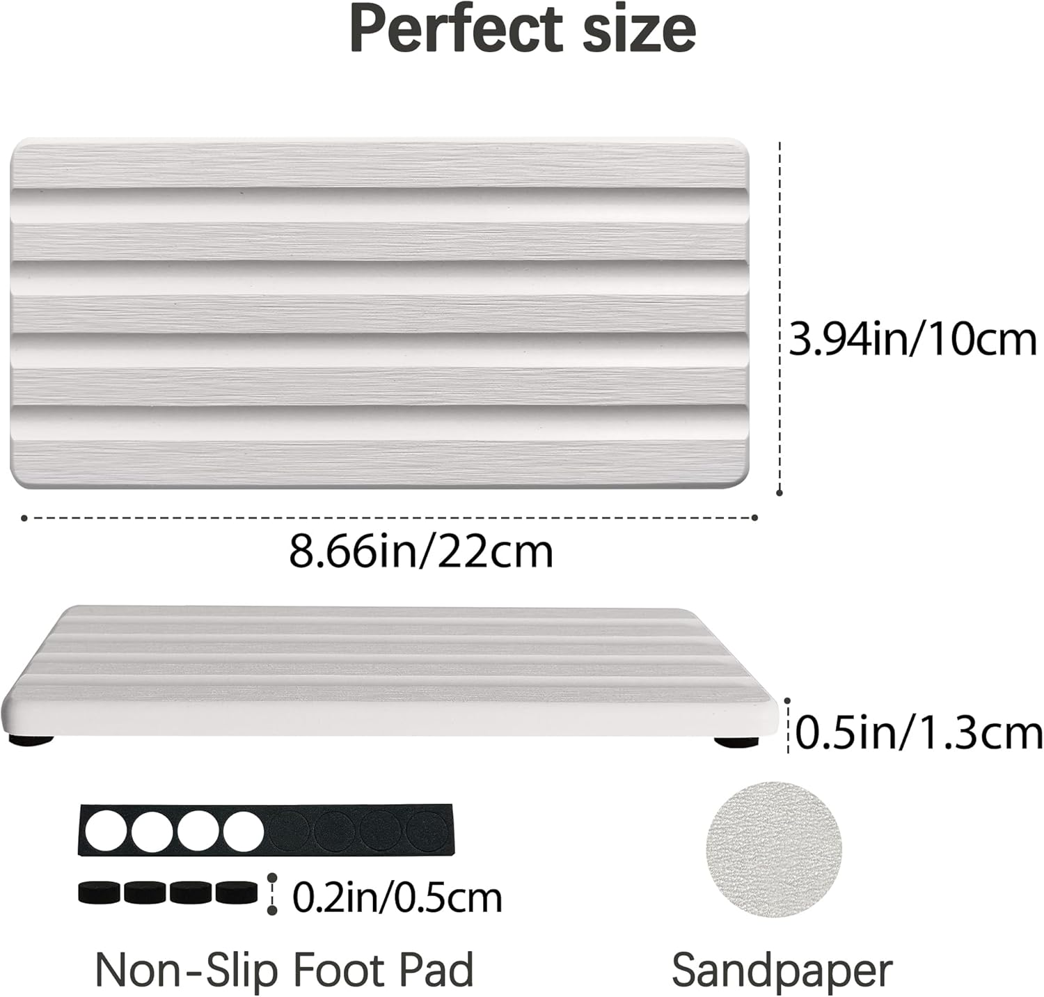 2 PCS Water Absorbing Stone Trays for Bathroom Sink & Kitchen Counter, Fast-Drying Diatomite Sink