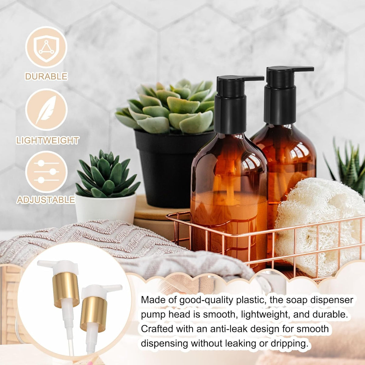 uxcell 2 Pcs Soap Dispenser Pump Heads, Hand Soap Dispensers Top Pumps Replacement Clip-on Pumphead
