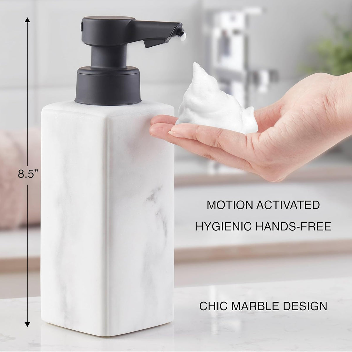 DKNY Hands Free Automatic Liquid Soap Dispenser, Refillable, Rechargeable Touchless Sensor Pump