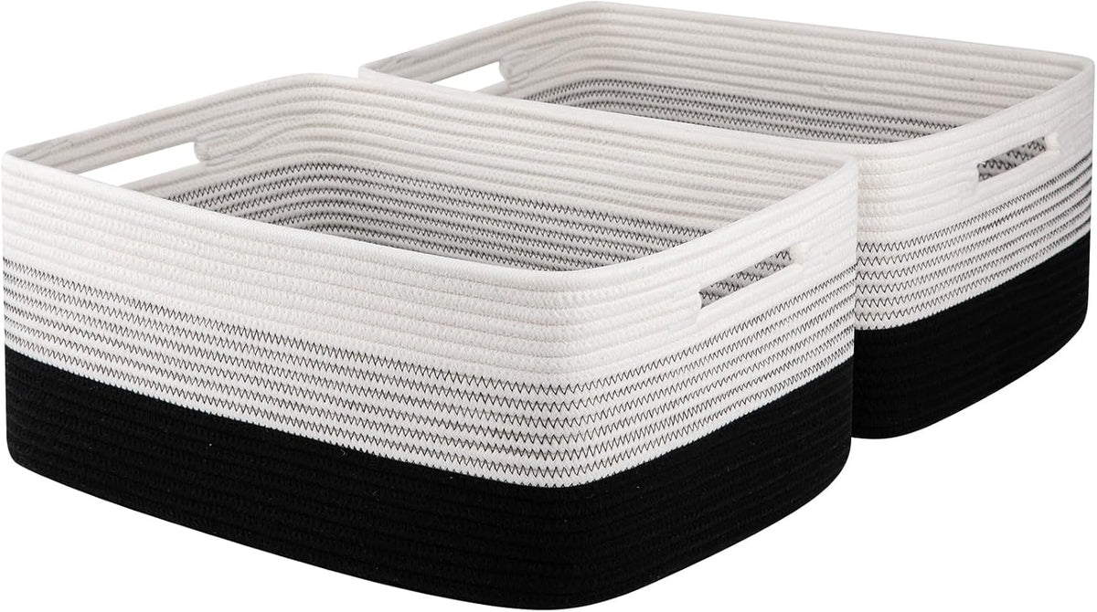 Large Storage Basket for Organizing, Woven Rope Basket for Shelves, Closet Organizer Bins for